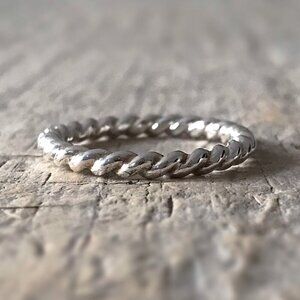 925 Sterling Silver Thick Rope Twist Ring Nautical Handmade